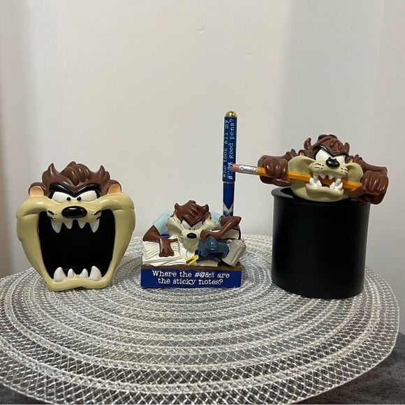 Taz Vintage 1995-1998 Warner Brothers Pencil Holder, Note Holder and Clip Holder - Picture 1 of 14